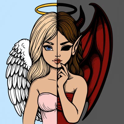 realistic angel half demon