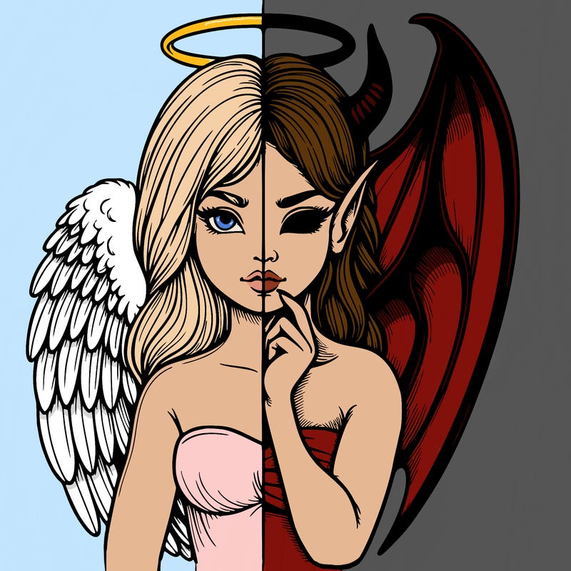 realistic angel half demon