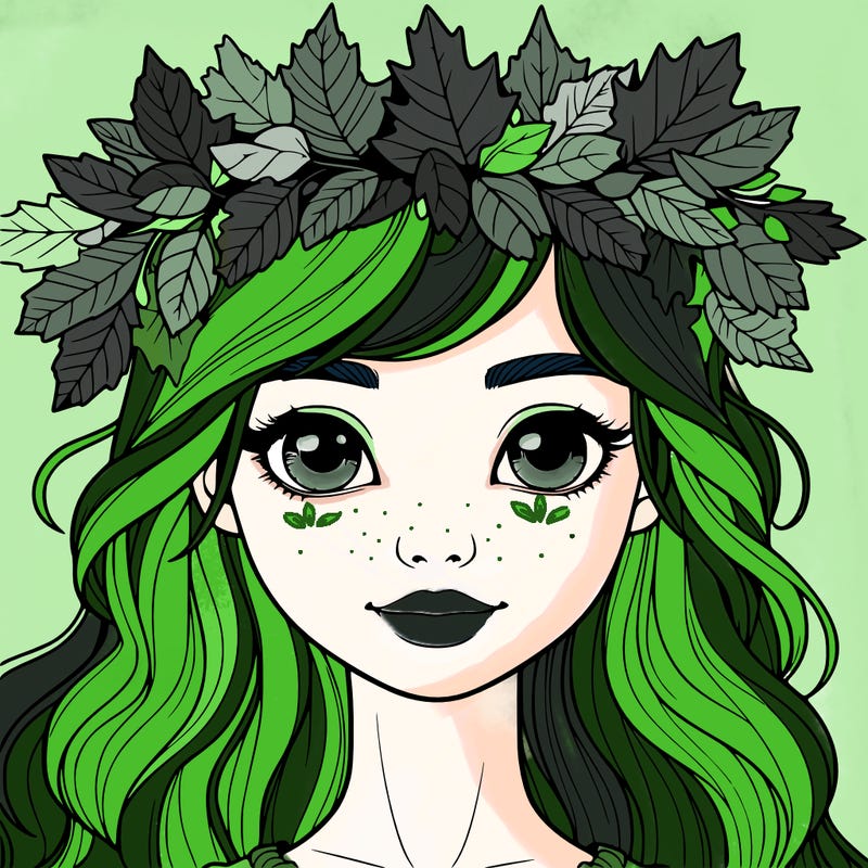realistic girl with fall leaf crown
