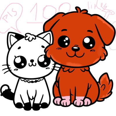 cute cat and dog