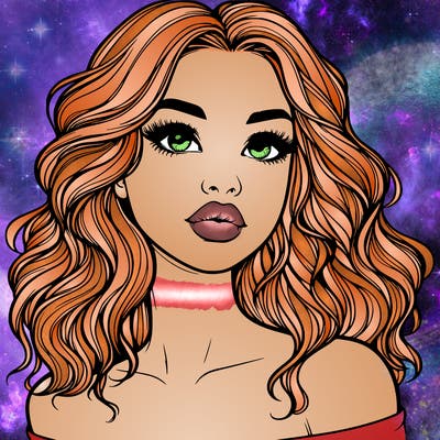 realistic girl with wavy hair and lips