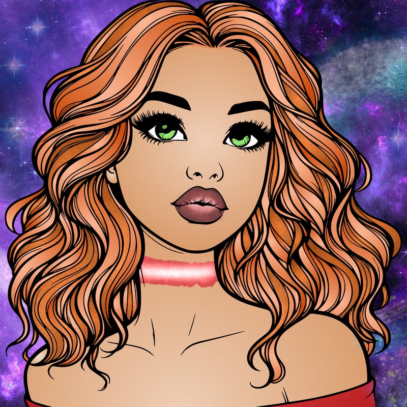 realistic girl with wavy hair and lips