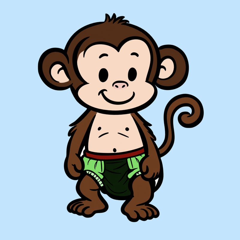 monkey in a diaper