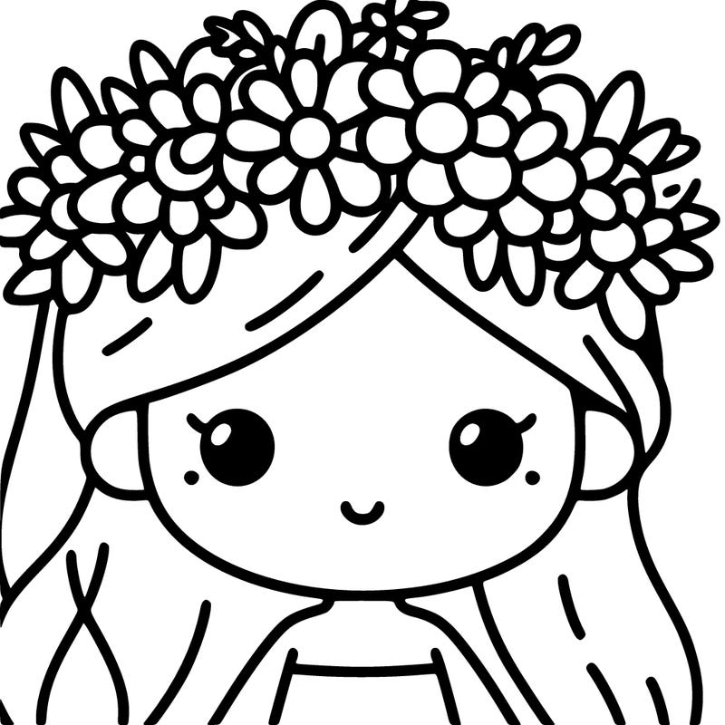 girl with a flowers crown detailed