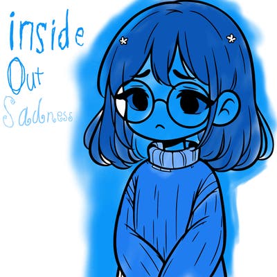 sad girl with glasses in a sweater