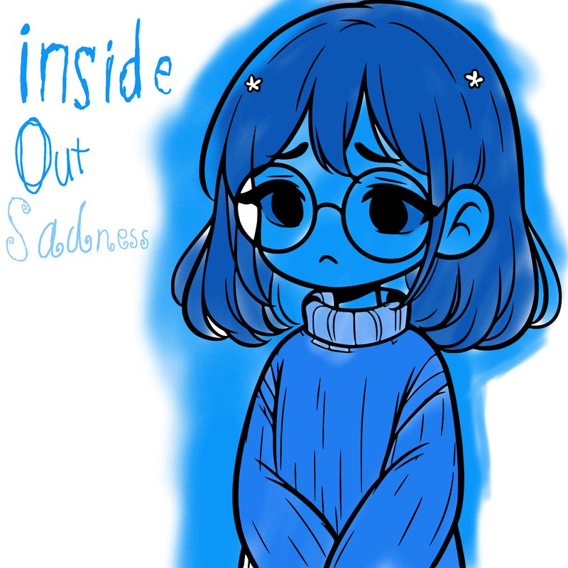 sad girl with glasses in a sweater