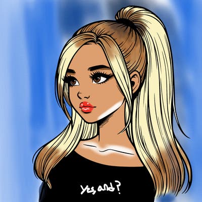 realistic girl with a high ponytail