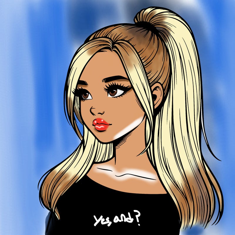 realistic girl with a high ponytail