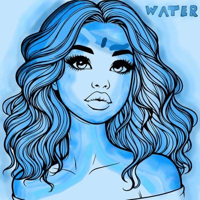 realistic girl with wavy hair and lips