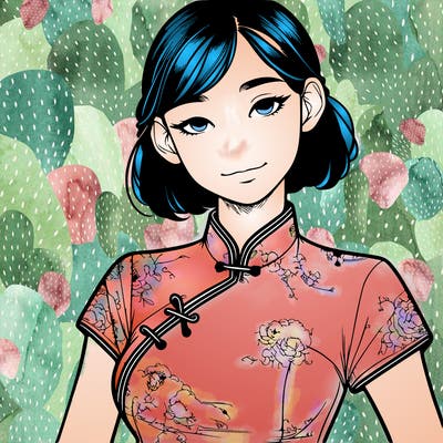 realistic asian girl wearing qipao