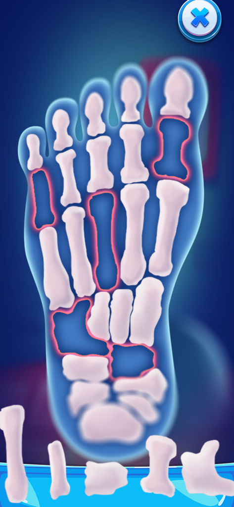 Medical Doctor Hospital Games - Simulação de raio-X de pé com quebra-cabeça ósseo em um jogo de hospital médico