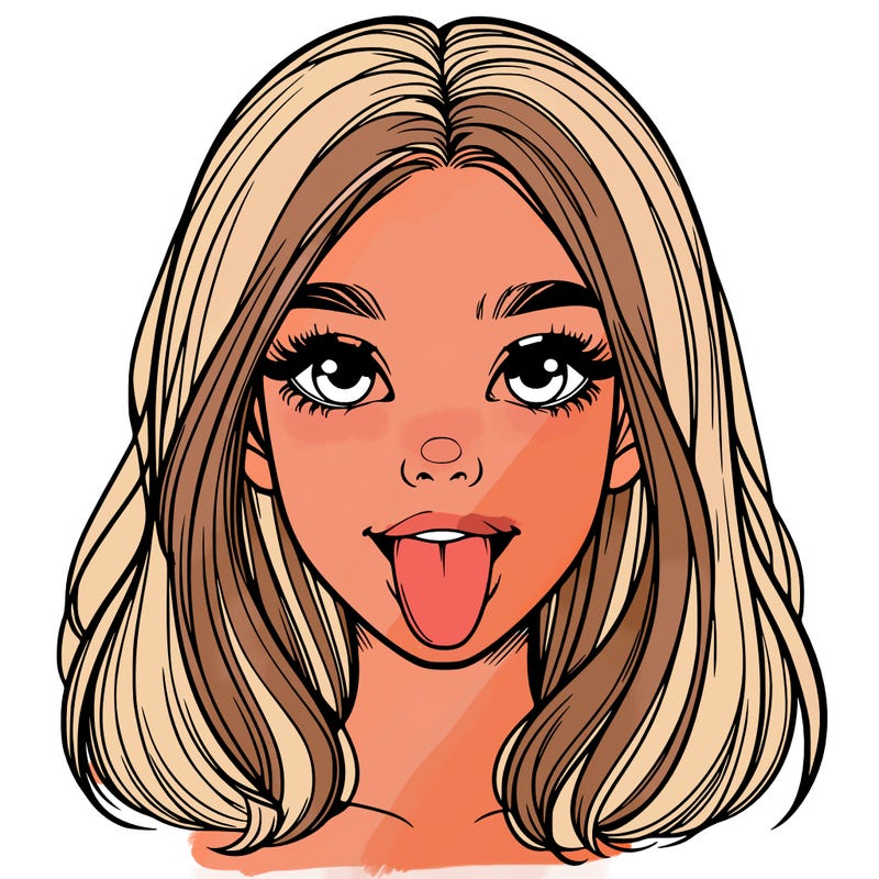 realistic girl with her tongue out