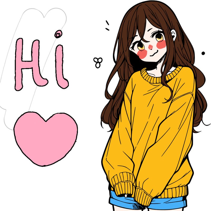 manga teen girl  in a sweater and baggy pants