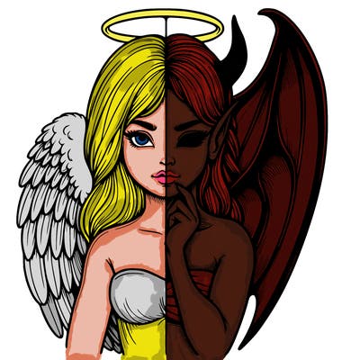 realistic angel half demon