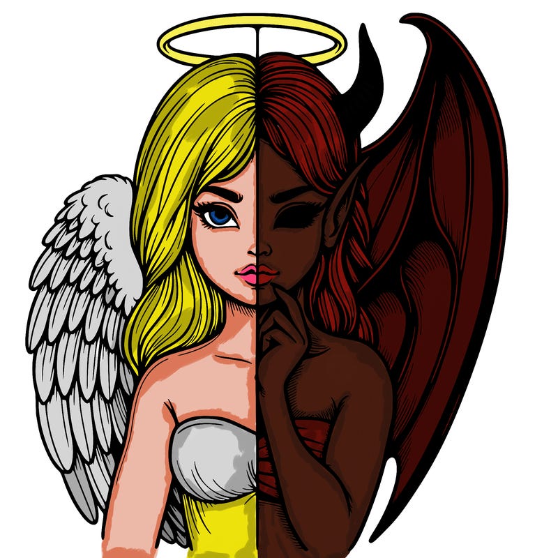 realistic angel half demon