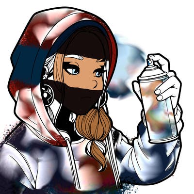 a realistic girl, spray painting