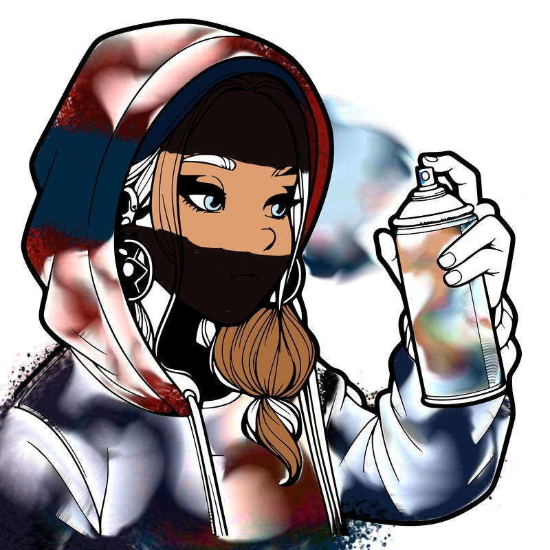 a realistic girl, spray painting
