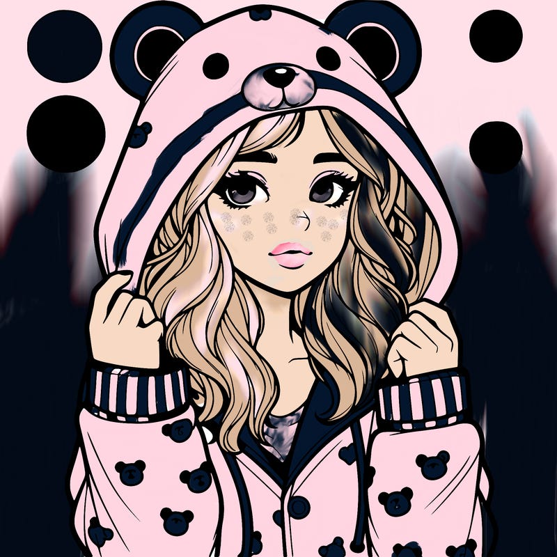 realistic girl in a animal pjs hoodie