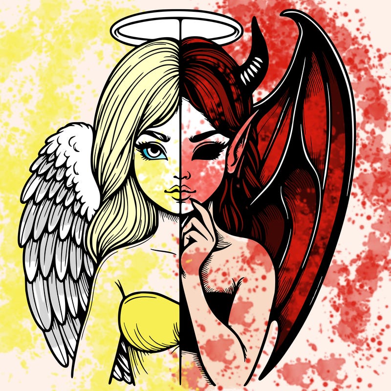 realistic angel half demon