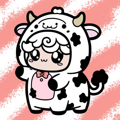 cinnamoroll in a cow costume
