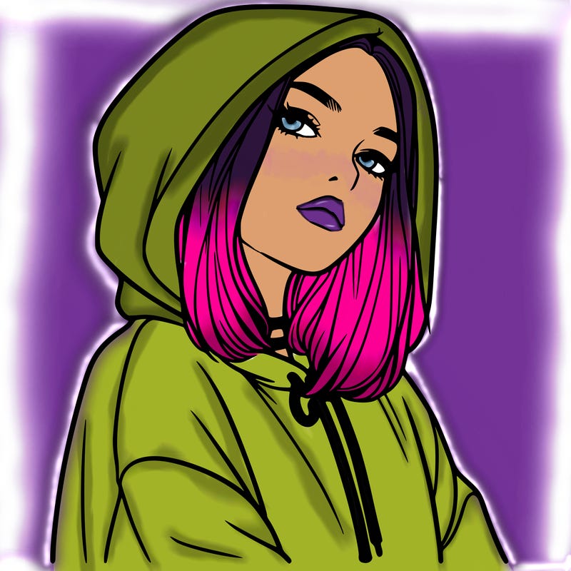 a realistic girl in a hoodie