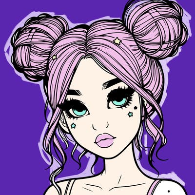 realistic girl with space buns