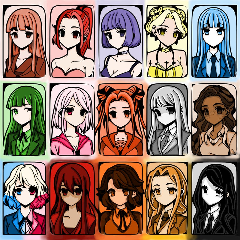 girls that look diffrent anime