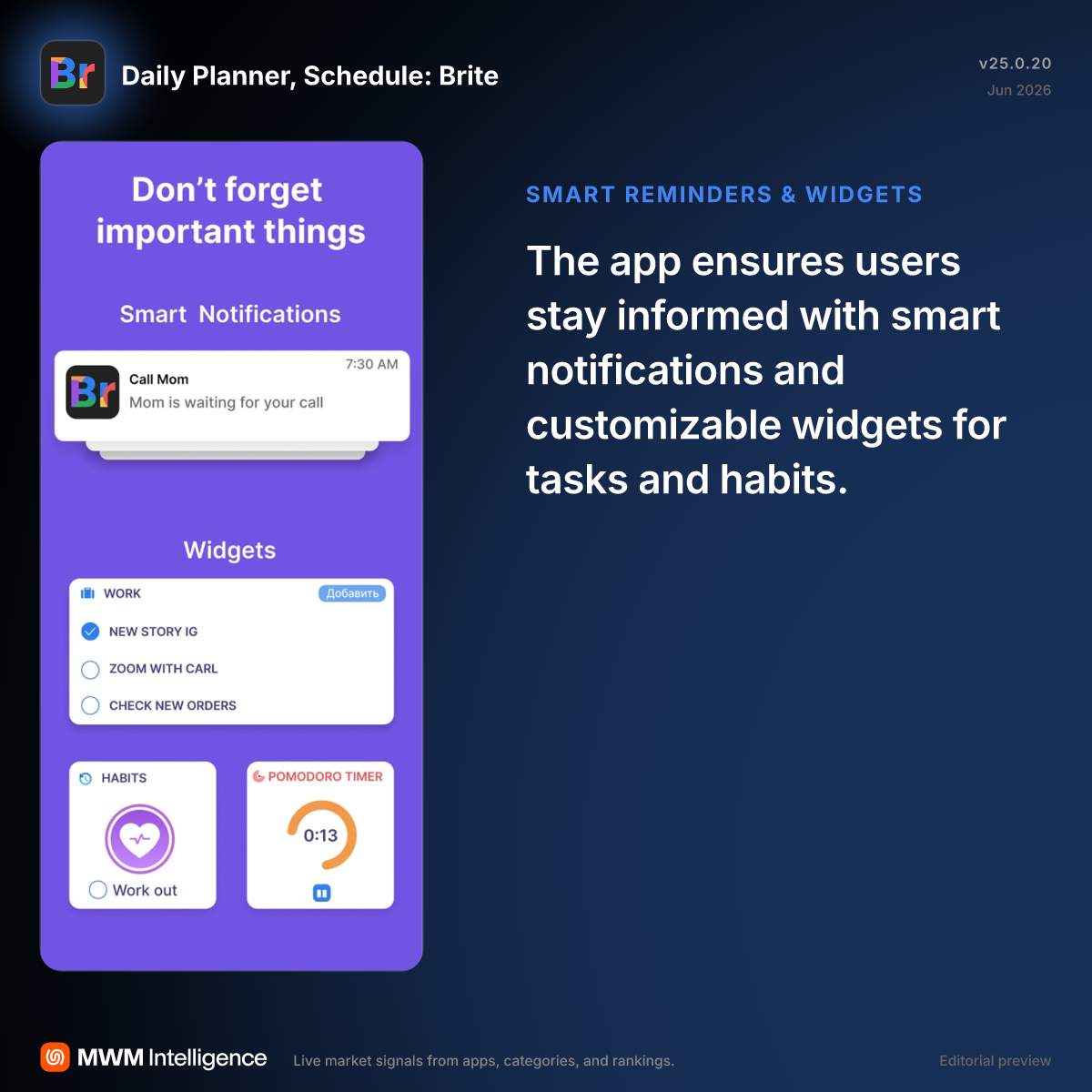 Daily Planner, Schedule: Brite - Productivity App | MWM