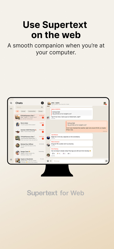 Supertext Messenger - Supertext Messenger web interface displayed on a desktop computer screen