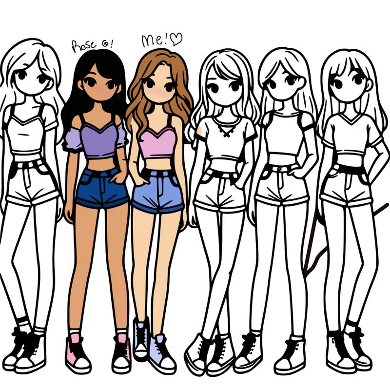 a group of girls wearing crop tops and shorts