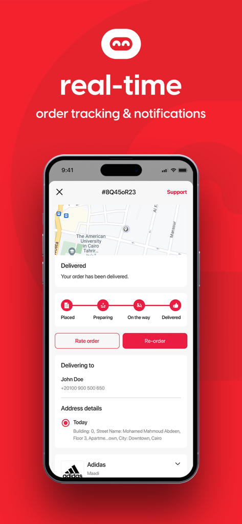 Botit - Mobile interface showing real time order tracking and delivery confirmation