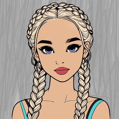 realistic girl with braids
