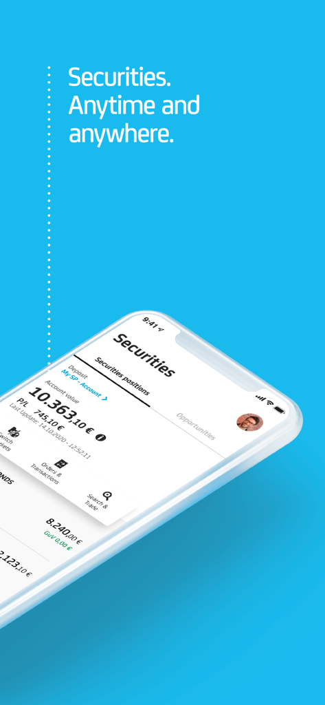 Bildschirm der Bank Austria MobileBanking-App, der ein Wertpapierportfolio und den Kontowert auf einem iPhone anzeigt