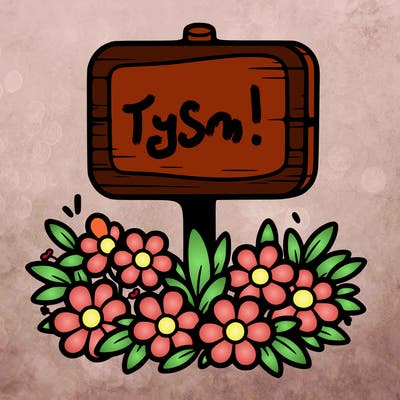 blank sign with flowers around it