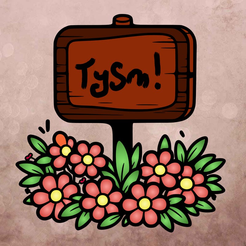 blank sign with flowers around it