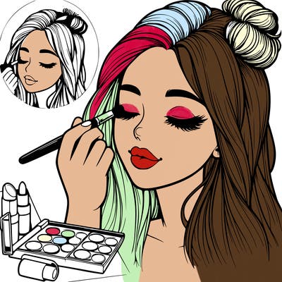 realistic girl doing makeup