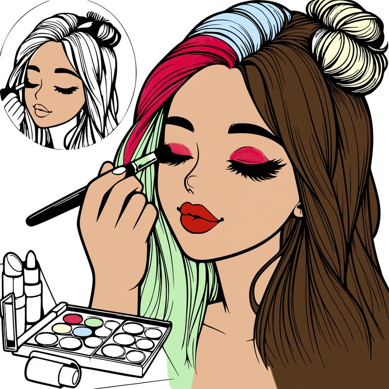 realistic girl doing makeup