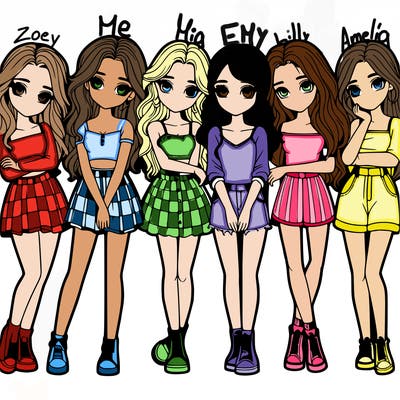 a group of girls realistic