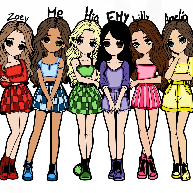 a group of girls realistic