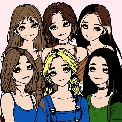 a group of girls realistic