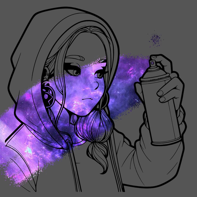 a realistic girl, spray painting