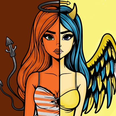 devil vs angel realistic girl