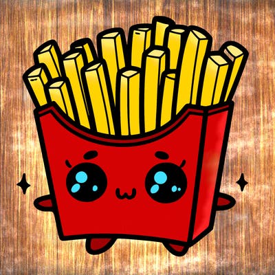 a cute. french fries