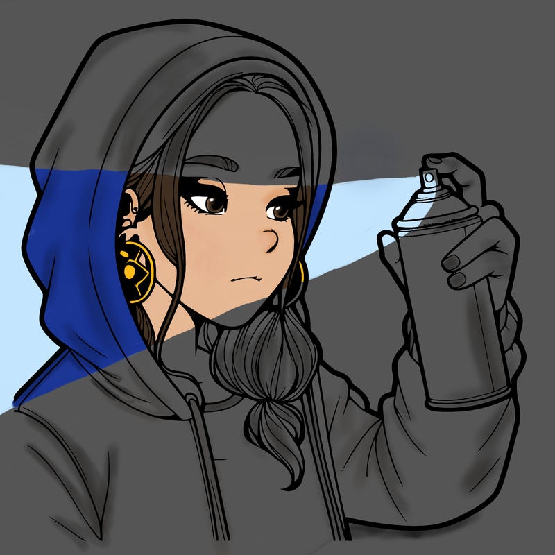 a realistic girl, spray painting