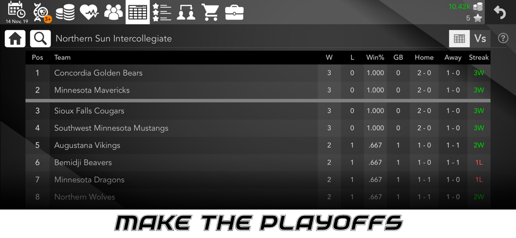 Basketball Superstar league standings table and team rankings.