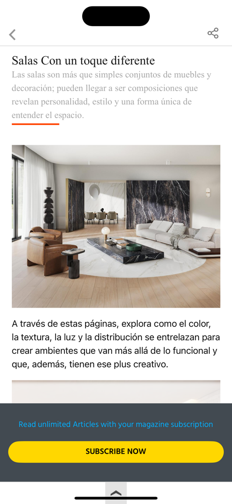 Ambientes - Lujosa sala de estar moderna con paredes de mármol y muebles de diseñador presentados en la revista Ambientes.