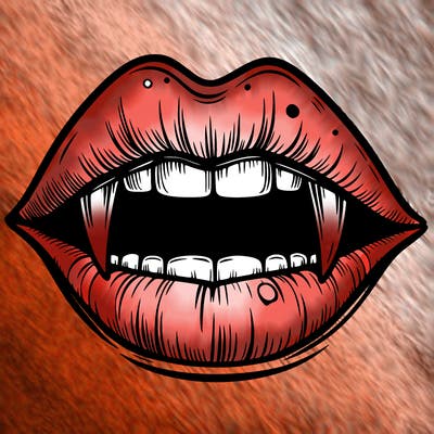 lips with vampire teeth