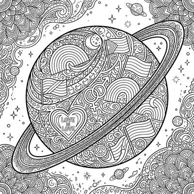 Celebrate love across the cosmos with this stunning Zentangle Uranus coloring page, beautifully infused with Pride symbols. Explore intricate patterns and celestial elements, perfect for expressing your creativity and support.