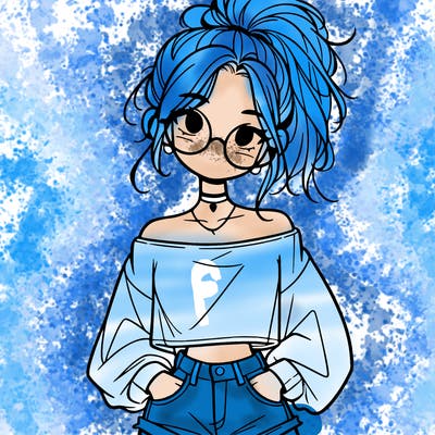 girl with a messy ponytail glasses a baggy crop top and jean shorts