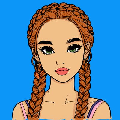 realistic girl with braids